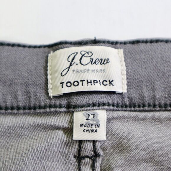 J Crew Size 27 Toothpick Skinny Jeans Stretch Denim B0125 Light Gray - Picture 8 of 10